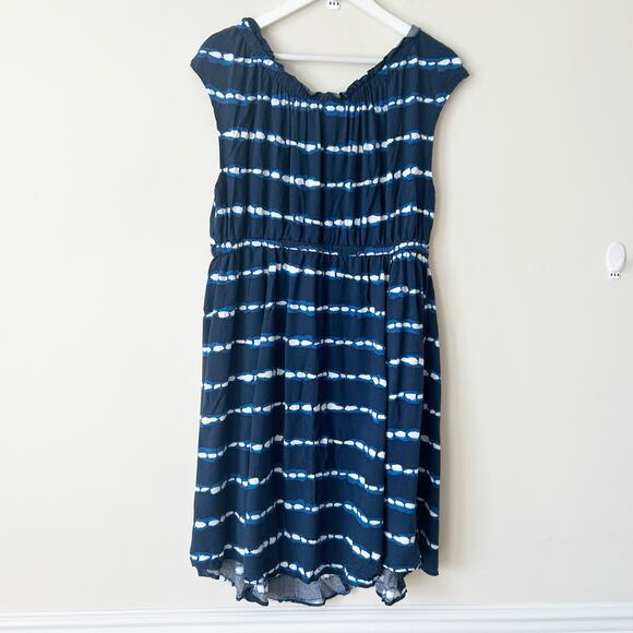 Torrid Mini Challis Tie-Front Skater Dress Size 1X Plus Blue Tie Dye Stripe - Picture 5 of 8